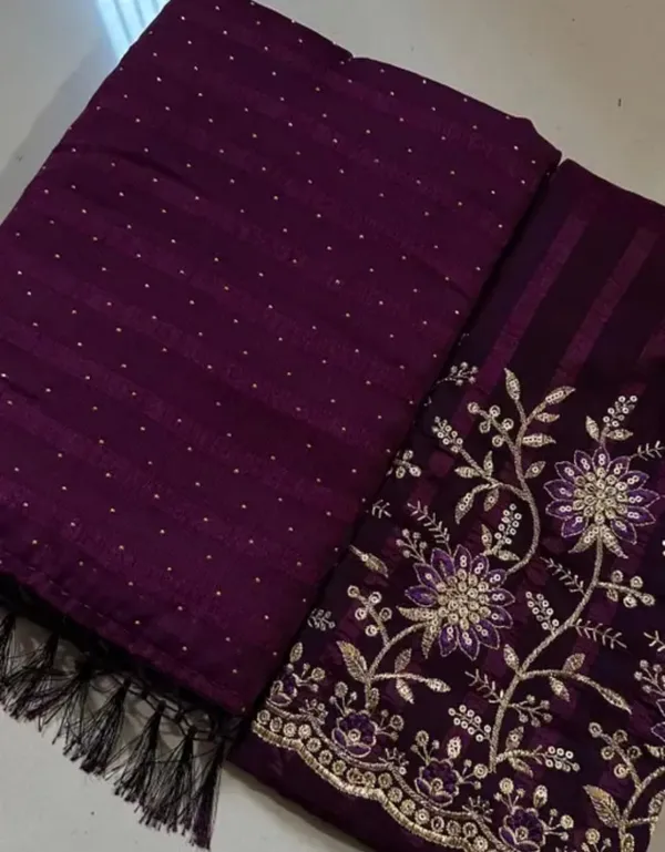 Purple_Georgette_Solid_Saree_For_Women_With_Unstitched_Blouse
