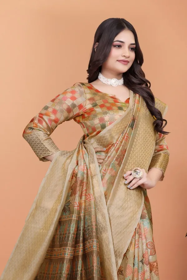Golden_Beige_Soft_Silk_Saree_with_Autumn_Leaf_Print_&_Traditional_Pallu