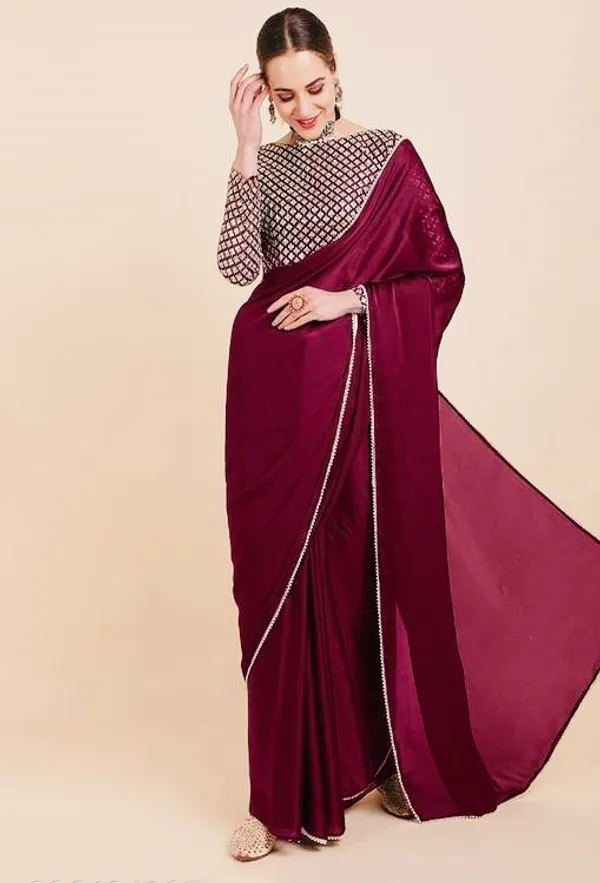 Maroon_Sana_Silk_Solid_Saree_For_Women_With_Unstitched_Blouse