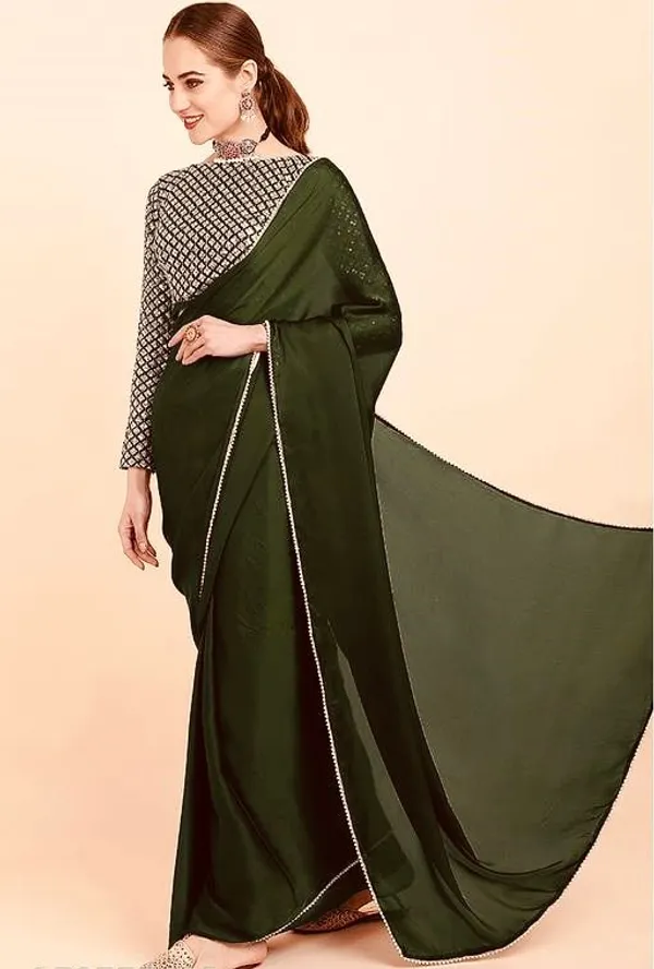 Mehendi_Sana_Silk_Solid_Saree_For_Women_With_Unstitched_Blouse