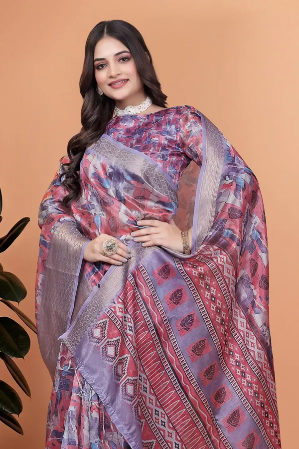 Lavender_&_Pink_Soft_Silk_Saree_with_Copper_Zari_Border_&_Leaf_Print