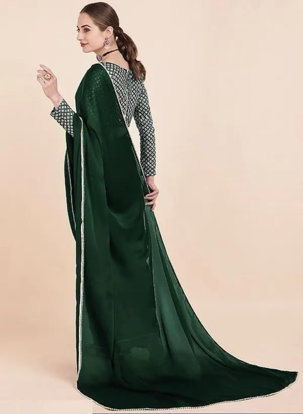 Green_Satin_Silk_Saree_For_Women_With_Blouse_Piece