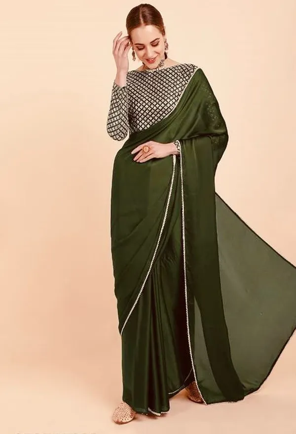 Mehendi_Satin_Silk_Saree_For_Women_With_Blouse_Piece
