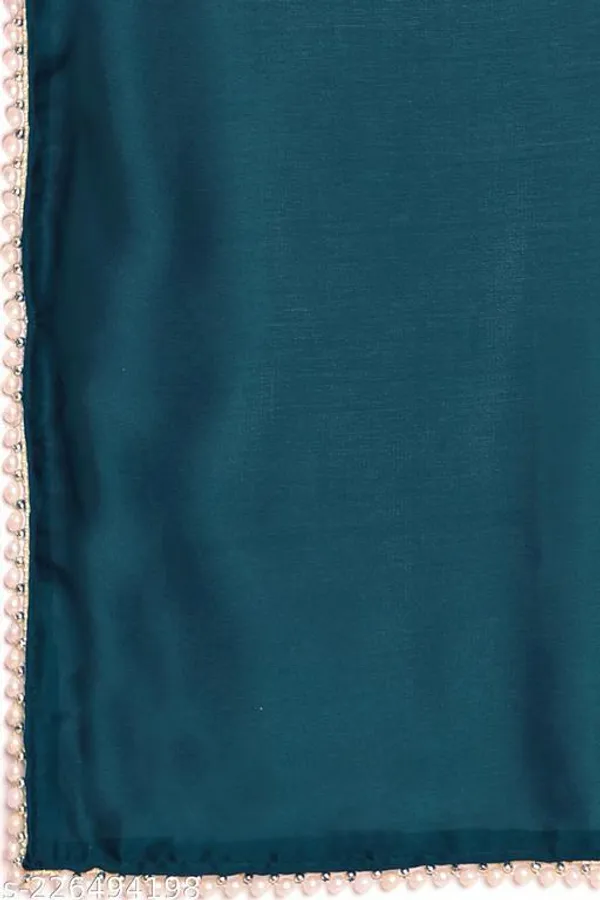 Petrol_Green_Satin_Silk_Saree_For_Women_With_Blouse_Piece