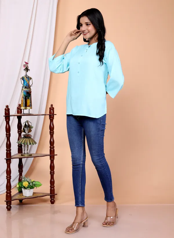 Blue_Viscose_Rayon_Solid_Regular_Top_For_Women