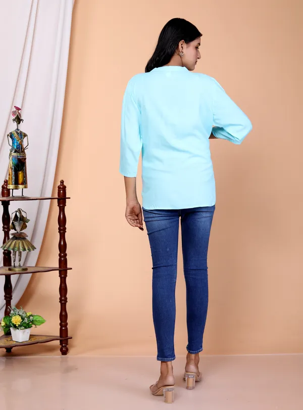 Blue_Viscose_Rayon_Solid_Regular_Top_For_Women