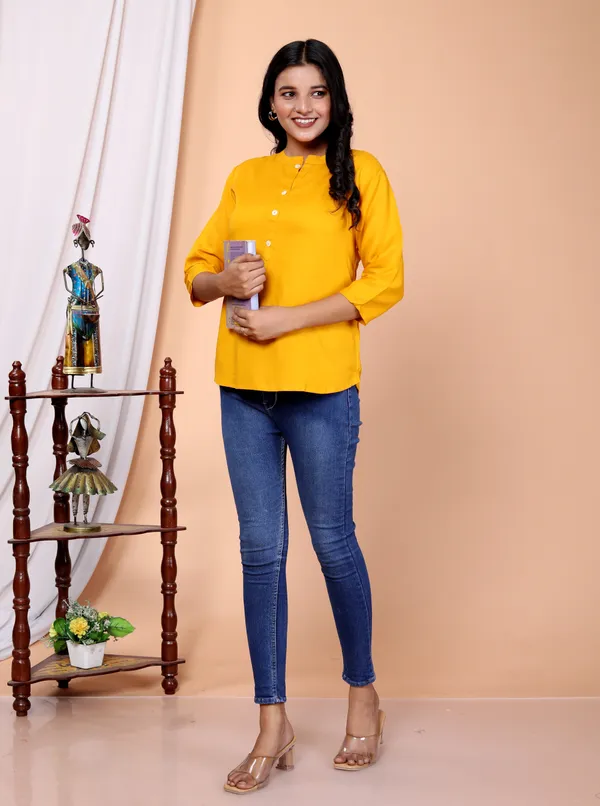 Yellow_Viscose_Rayon_Solid_Regular_Top_For_Women