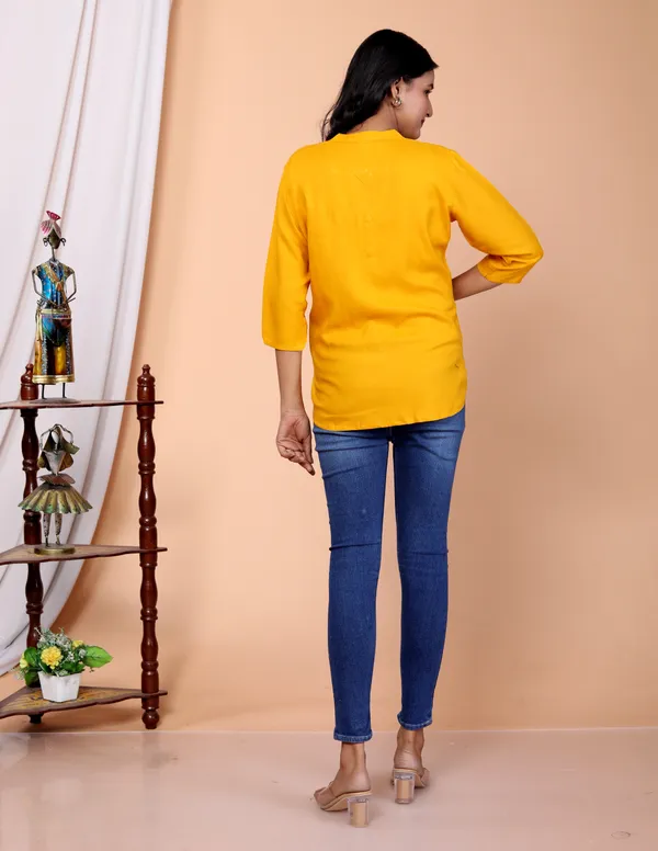 Yellow_Viscose_Rayon_Solid_Regular_Top_For_Women