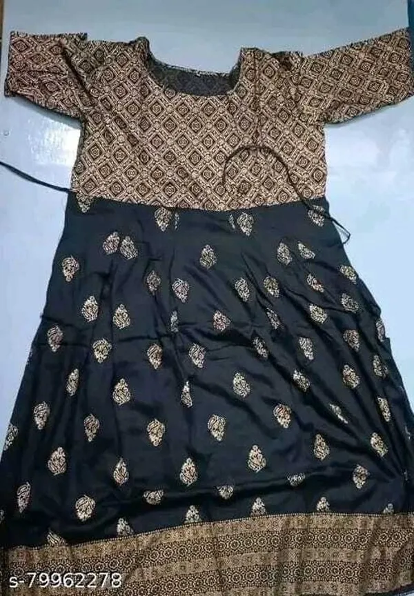 Black_Viscose_Rayon_Floral_Print_Gown_For_Women