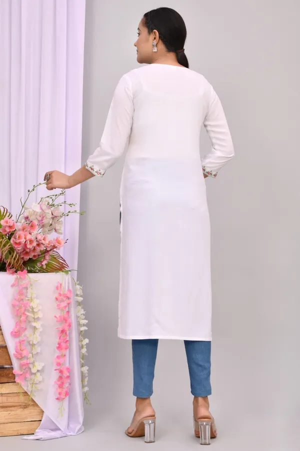 White_Viscose_Rayon_Printed_Regular_Kurta_For_Women