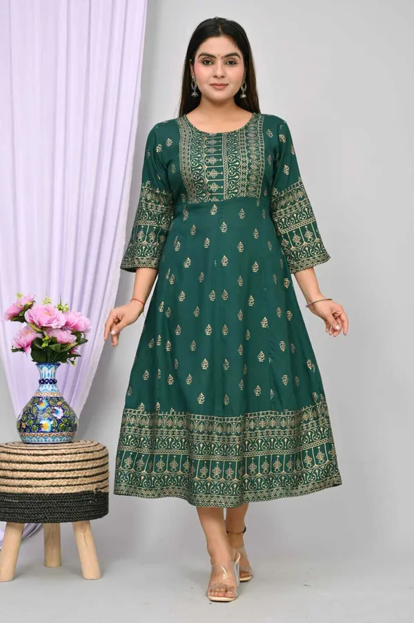 Green_Viscose_Rayon_Bandhani_Regular_Gown_For_Women