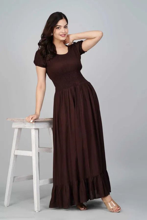 Brown_Viscose_Rayon_Bandhani_Regular_Gown_For_Women