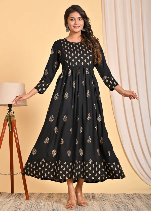 Black_Viscose_Rayon_Printed_Regular_Kurta_For_Women