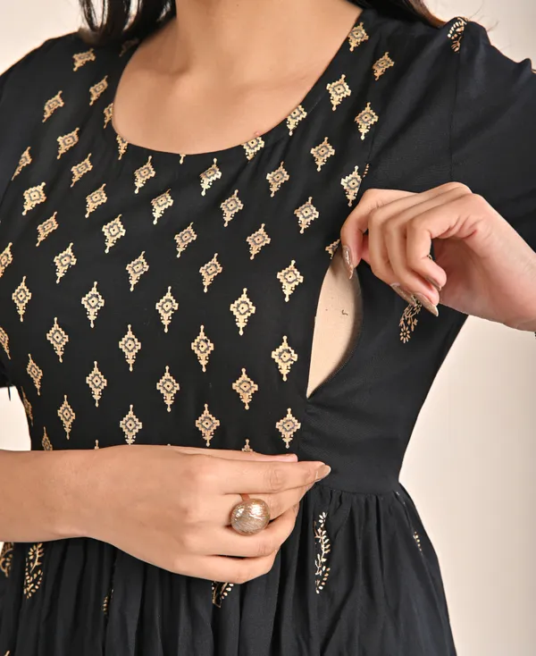 Black_Viscose_Rayon_Printed_Regular_Kurta_For_Women