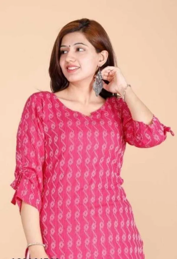 White_&_Pink_Viscose_Rayon_Printed_Regular_Kurta_For_Women