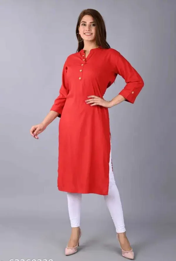 Red_Viscose_Rayon_Solid_Regular_Kurta_For_Women