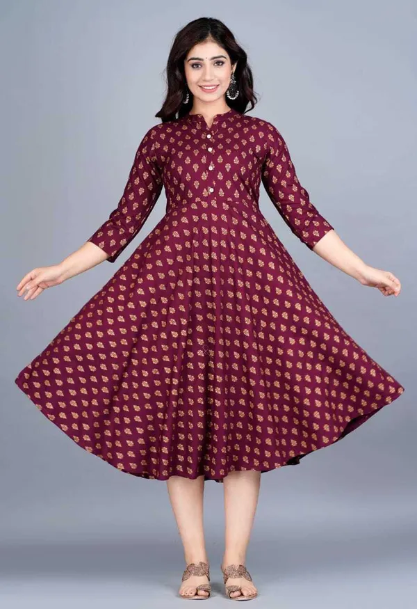 Maroon_Cotton_Blend_Printed_Regular_Kurta_For_Women
