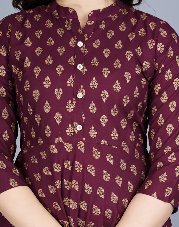 Maroon_Cotton_Blend_Printed_Regular_Kurta_For_Women