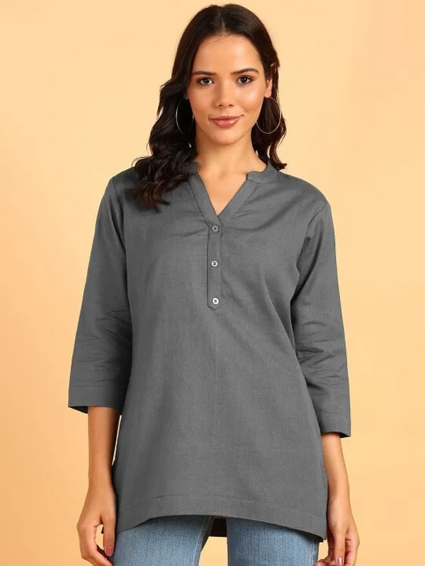 Grey_Cotton_Rayon_Self_Design_Regular_Top_For_Women