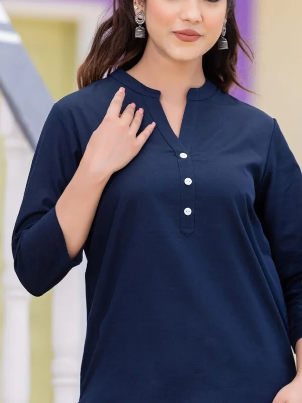 Blue_Cotton_Rayon_Self_Design_Regular_Top_For_Women