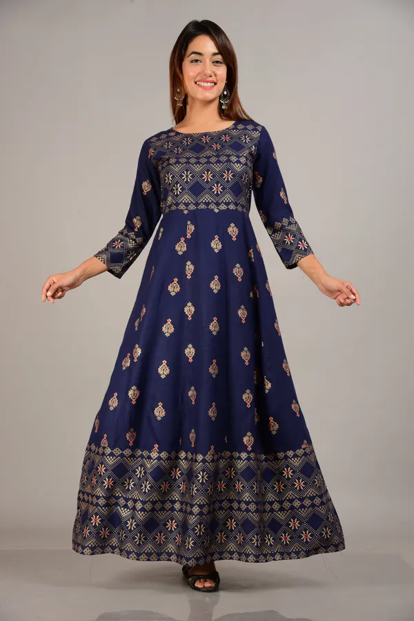 Blue_Rayon_Blend_Regular_Gown_For_Women