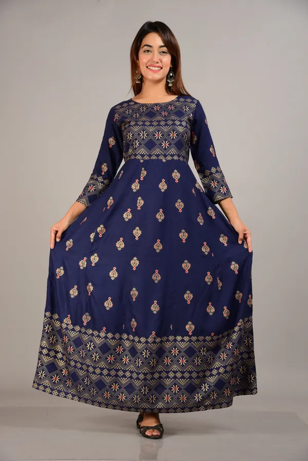 Blue_Rayon_Blend_Regular_Gown_For_Women