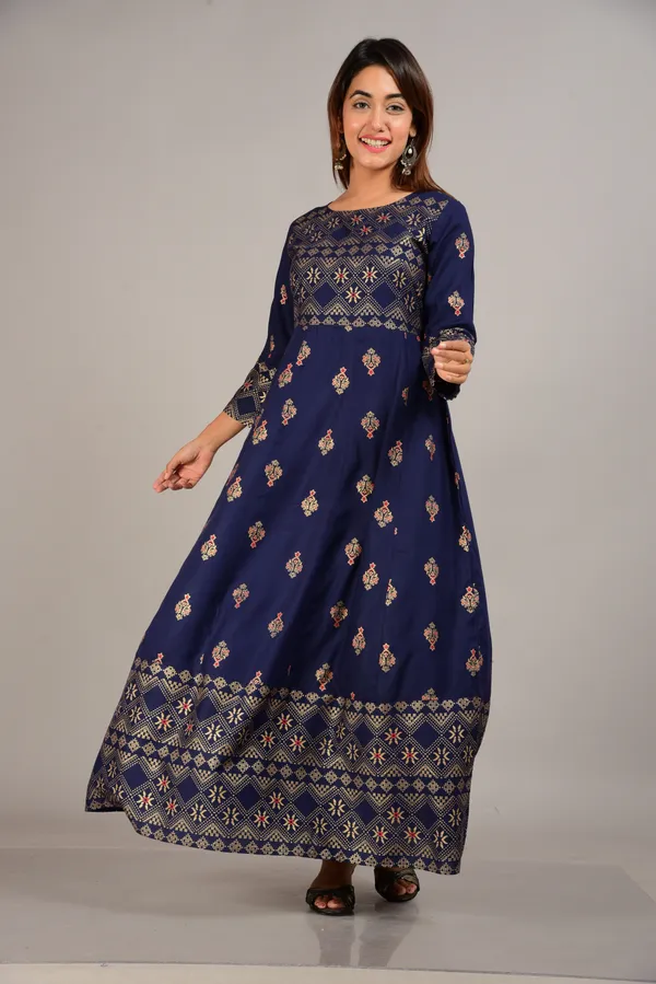 Blue_Rayon_Blend_Regular_Gown_For_Women