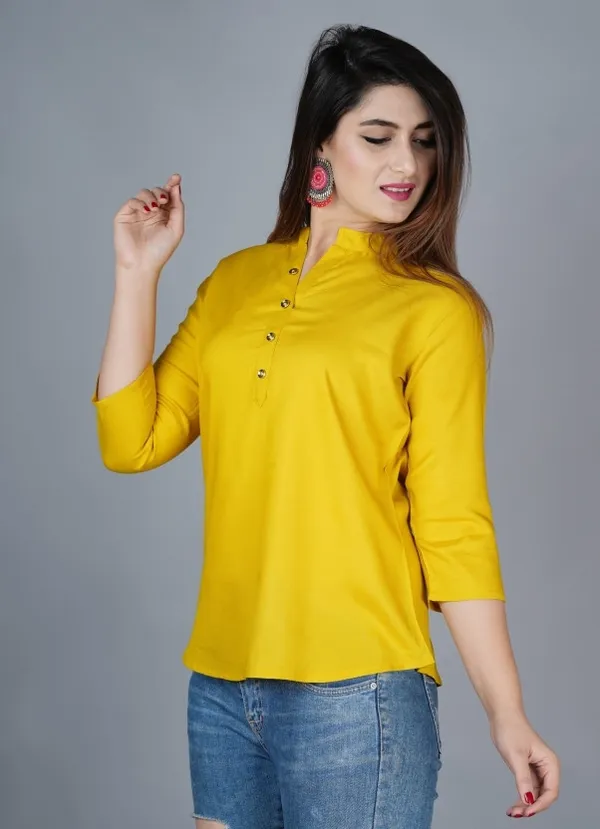Yellow_Viscose_Rayon_Solid_Regular_Top_For_Women