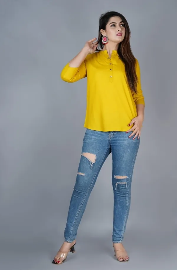 Yellow_Viscose_Rayon_Solid_Regular_Top_For_Women
