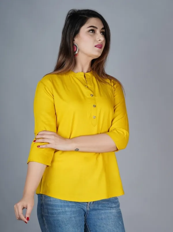 Yellow_Viscose_Rayon_Solid_Regular_Top_For_Women