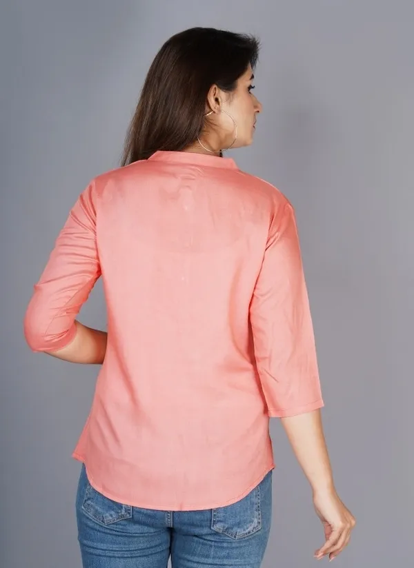 Orange_Viscose_Rayon_Solid_Regular_Top_For_Women