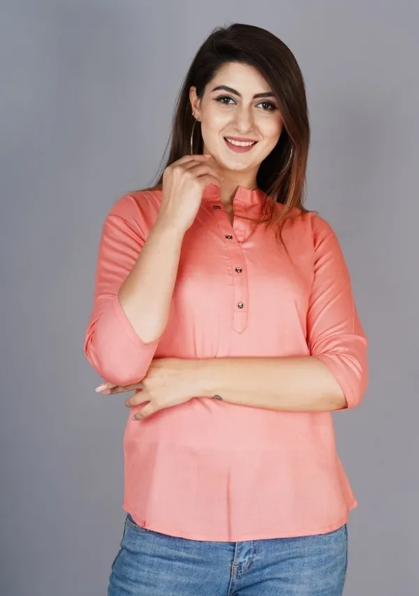 Orange_Viscose_Rayon_Solid_Regular_Top_For_Women