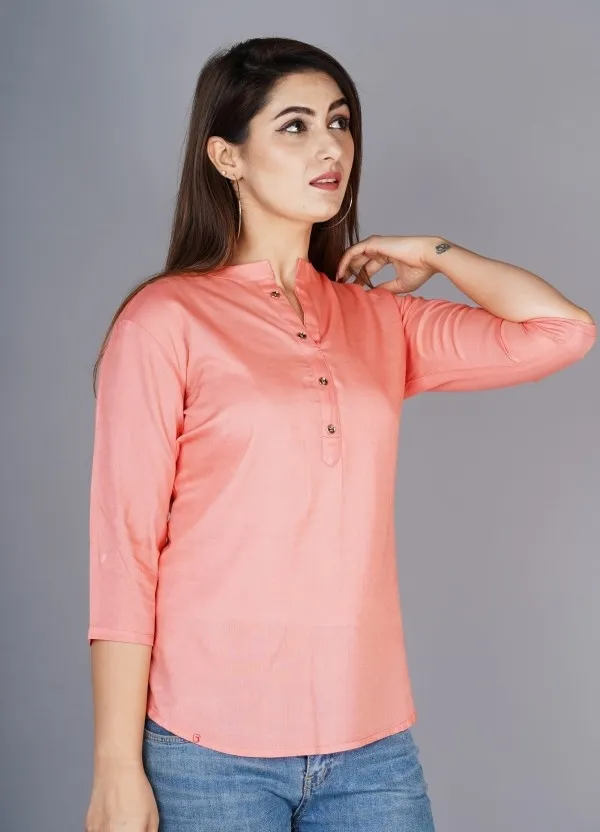 Orange_Viscose_Rayon_Solid_Regular_Top_For_Women