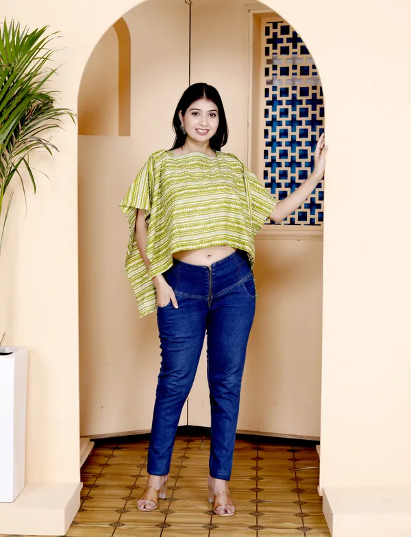Yellow_Pure_Cotton_Striped_Regular_Crop_Top_For_Women