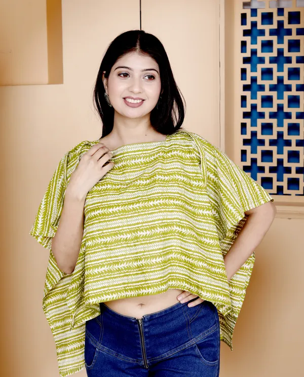 Yellow_Pure_Cotton_Striped_Regular_Crop_Top_For_Women