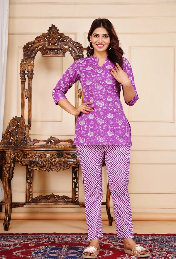 Purple_Cotton_Floral_Print_Regular_Top_&_Pyjama_Set_For_Women