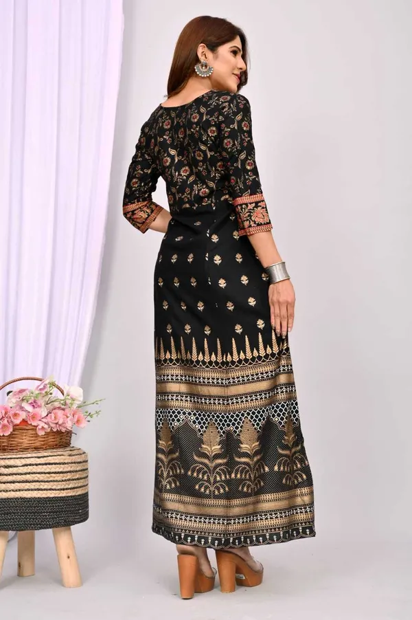 Black_Pure_Cotton_Self_Design_Regular_Gown_For_Women