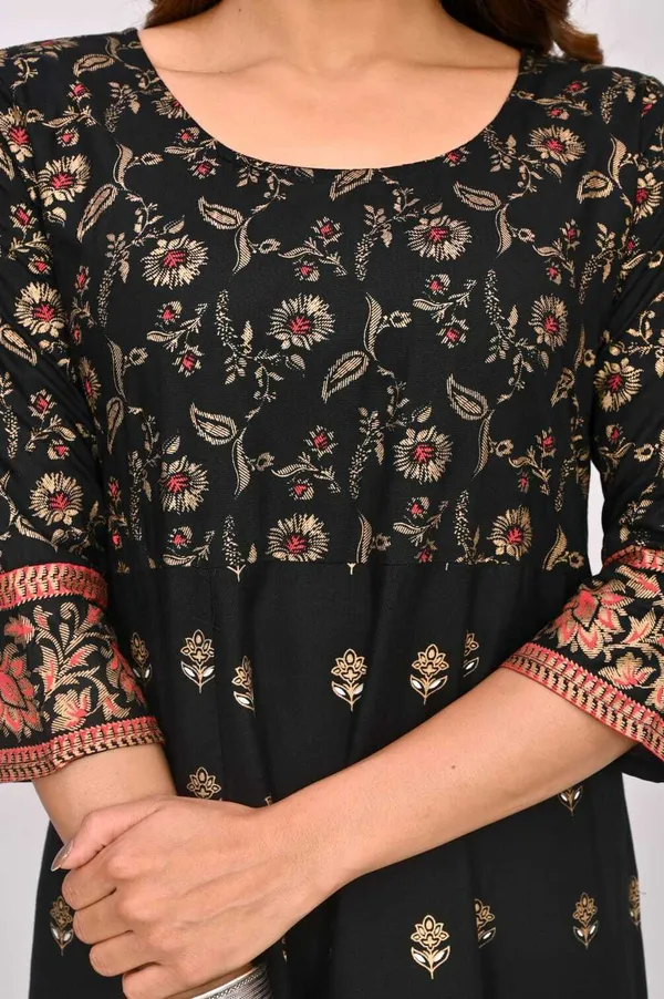 Black_Pure_Cotton_Self_Design_Regular_Gown_For_Women