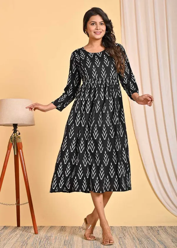 Black_Pure_Cotton_Self_Design_Regular_Gown_For_Women