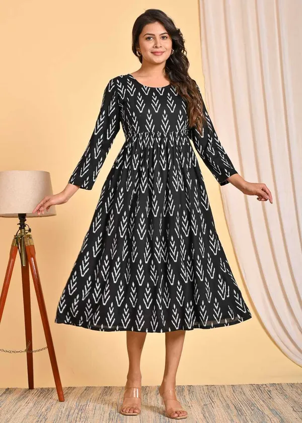 Black_Pure_Cotton_Self_Design_Regular_Gown_For_Women