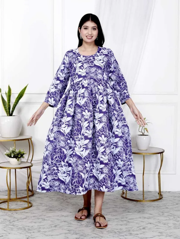 Blue_Pure_Cotton_Self_Design_Regular_Gown_For_Women