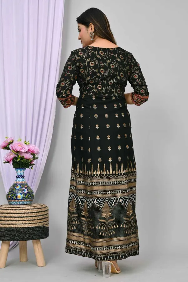 Black_Viscose_Rayon_Bandhani_Regular_Kurta_For_Women