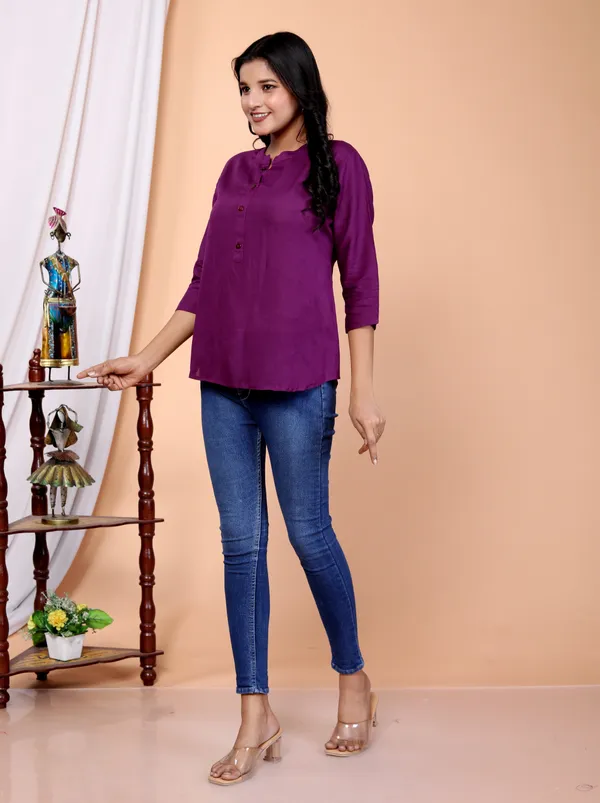 Purple_Viscose_Rayon_Solid_Regular_Top_For_Women