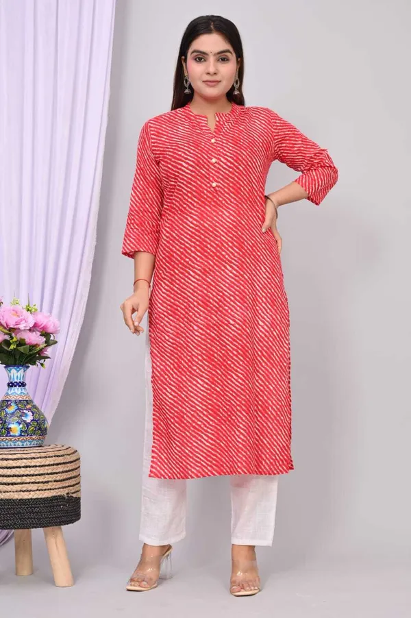 Orange_Viscose_Rayon_Bandhani_Regular_Kurta_For_Women