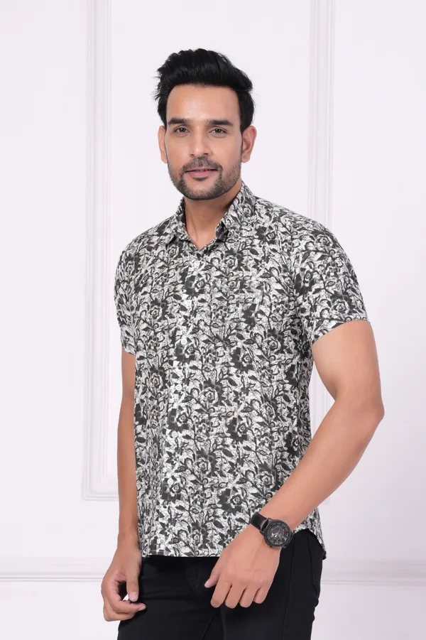 Black_&_White_Cotton_Stylish_Half_Sleeve_Shirt_Fro_Men
