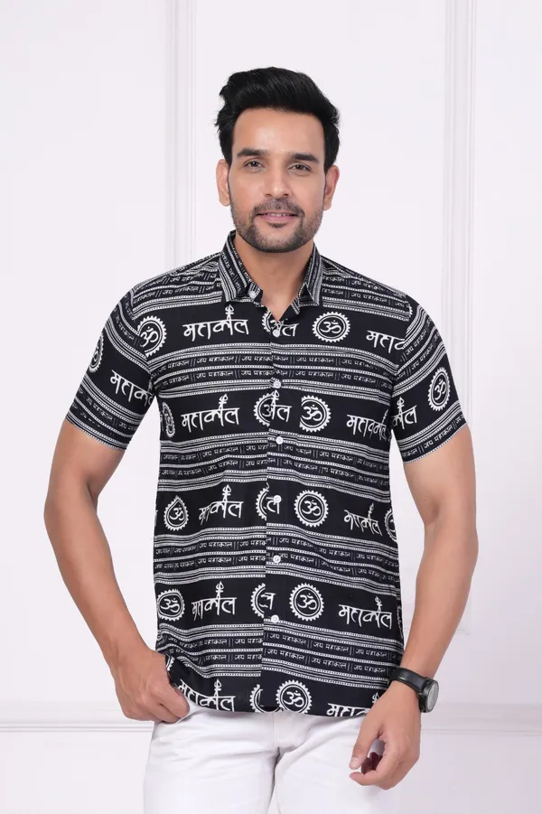 Dark_Blue_&_White_&_Grey_Cotton_Stylish_Half_Sleeve_Shirt_For_Mens