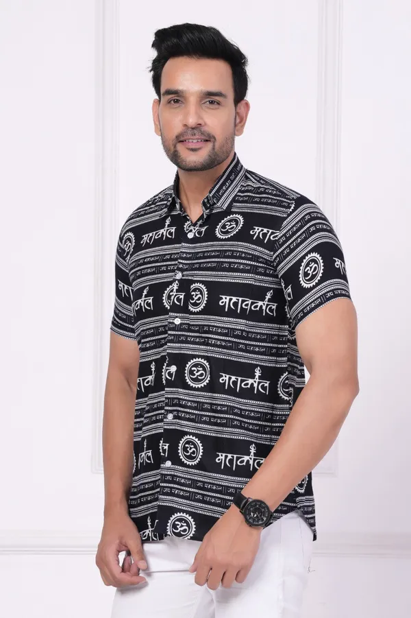 Dark_Blue_&_White_&_Grey_Cotton_Stylish_Half_Sleeve_Shirt_For_Mens