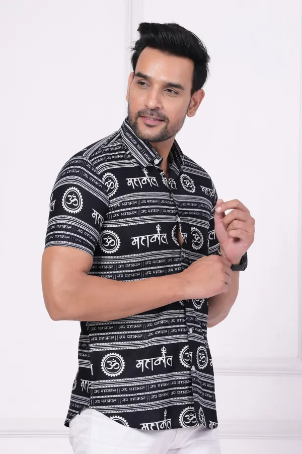 Dark_Blue_&_White_&_Grey_Cotton_Stylish_Half_Sleeve_Shirt_For_Mens