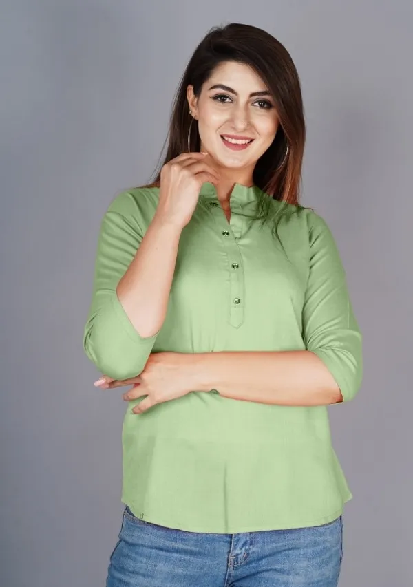 Light_Green_Viscose_Rayon_Solid_Regular_Top_For_Women