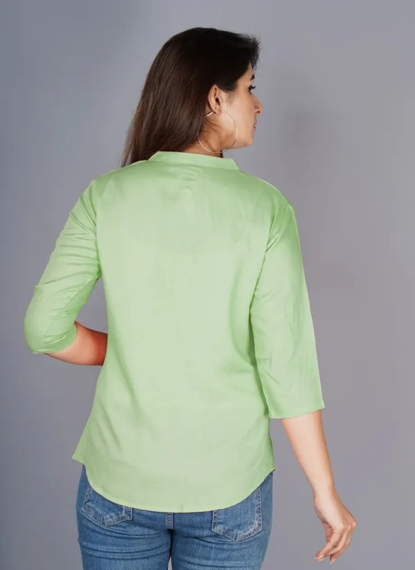 Light_Green_Viscose_Rayon_Solid_Regular_Top_For_Women